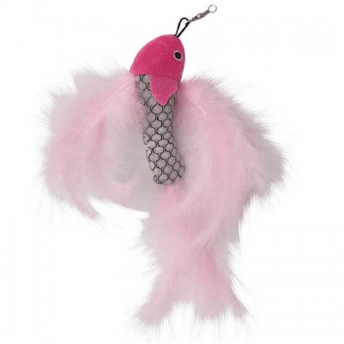 BRINQUEDO GATO PEIXE C/ PLUMA ROSA