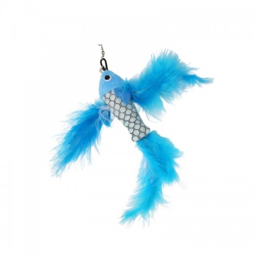 BRINQUEDO GATO PEIXE C/ PLUMA AZUL