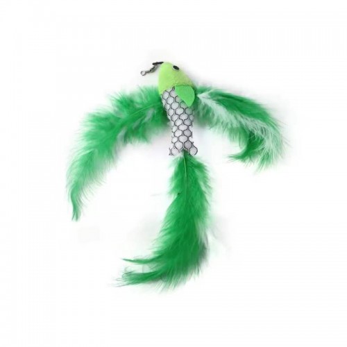BRINQUEDO GATO PEIXE C/ PLUMA VERDE
